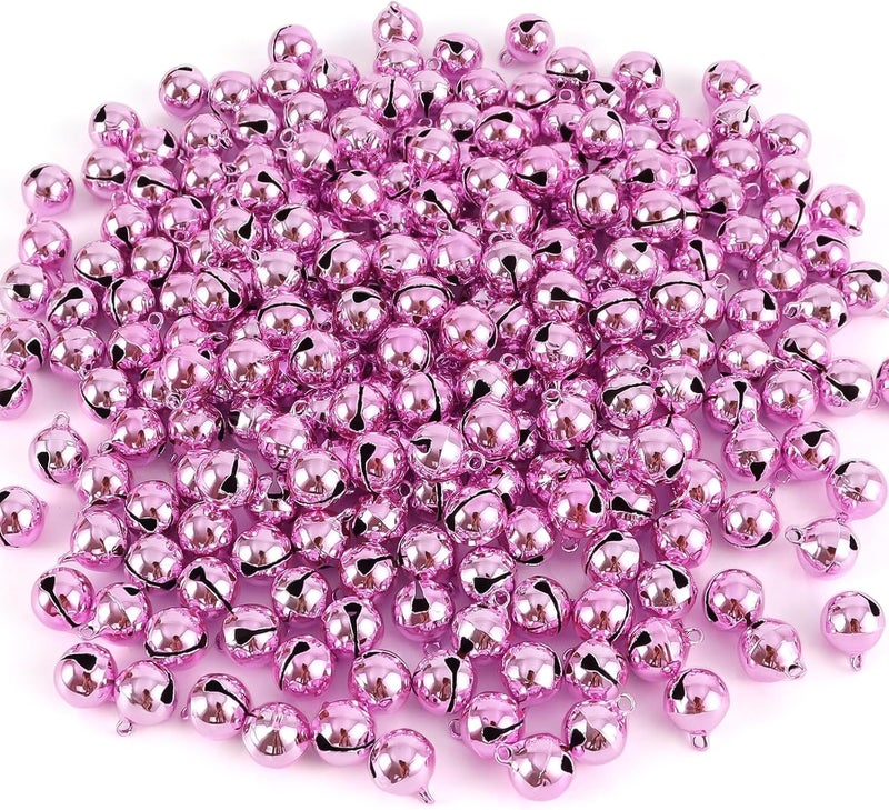 LIGHOON 1/2 Inch Jingle Bells Small Bell Mini Bells, Tiny Crafts Bells, DIY for Christmas Home Making Ornaments Wreath Pet Decorations Bracelet Anklets Necklace Knitting Jewelry Making 120 Pcs, Pink - Image 1